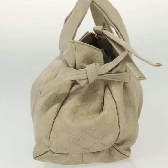 GUCCI GG Canvas Guccissima Hand Bag Leather Ivory Gold - Picture 6 of 16